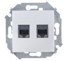 Simon 15 Алюминий Розетка компьютерная двойная RJ45 кат.5e (AMP)  1591552-033  Simon