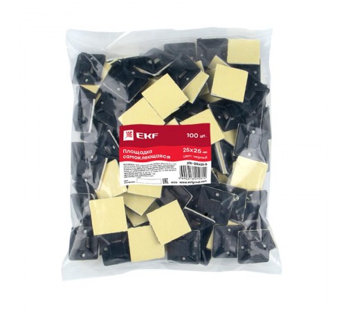 Площадка самоклеящаяся (25х25мм.) черная (100шт.)  plc-25x25-b  EKF