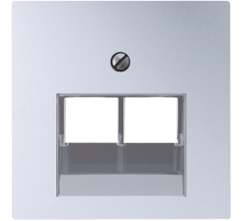 Крышка для сдвоенных телефонных и компьютерных розеток (UAE), фиксация винтом; термопласт; алюминий; A500  A569-2BFPLUAAL  Jung