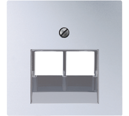 Крышка для сдвоенных телефонных и компьютерных розеток (UAE), фиксация винтом; термопласт; алюминий; A500  A569-2BFPLUAAL  Jung