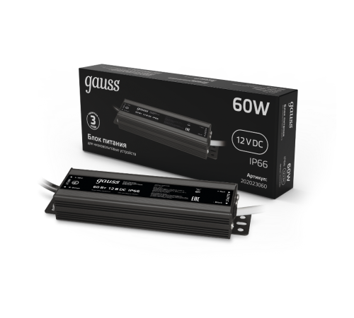 Блок питания для светодиодной ленты пылевлагозащищенный 60W 12V IP66  202023060  Gauss