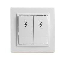 Выключатель (переключатель) электрический 2-клавишный, серия Эрна, PSW10-9005-01, белый  39919  STEKKER