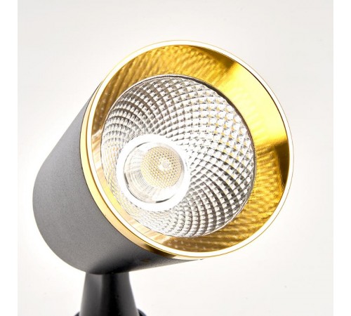 Светильник светодиодный трековый однофазный AL111, 12W, 1080 Lm, 4000К, 35 градусов, черный c золотой рамкой  32450  FERON