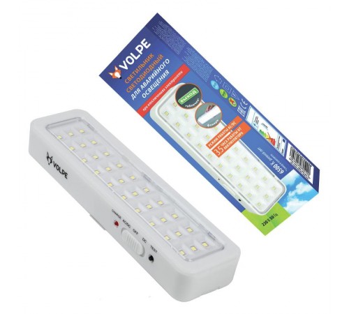 Светильник аварийного освещения ULR-Q401 2W/DW WHITE S01 "ВЫХОД" 6500K, аккумулятор AC/DС, белый.  UL-00002387  Volpe