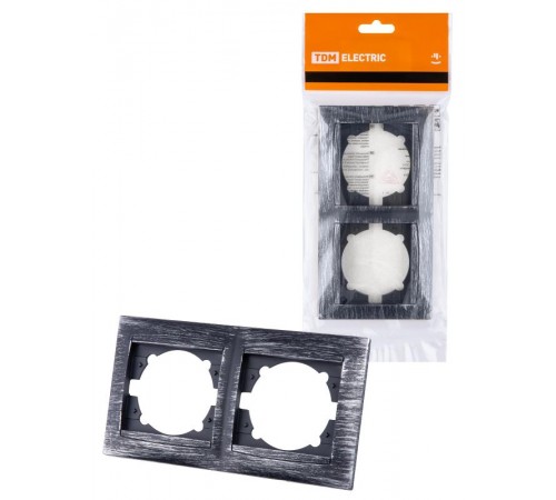 Рамка 2-х постовая горизонтальная старинное серебро "Лама"  SQ1815-0680  TDM