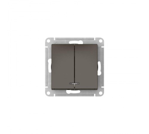AtlasDesign Мокко Выключатель 2-клавишный с подсветкой,сх.5а, 10АХ, механизм, быстрозажимные клеммы  ATN000653S  SE