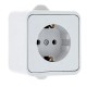 Прага Розетка 1-местная 16А с заземлением IP44 белая EKF  EKR16-028-10-44  EKF