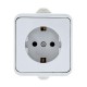 Прага Розетка 1-местная 16А с заземлением IP44 белая EKF  EKR16-028-10-44  EKF