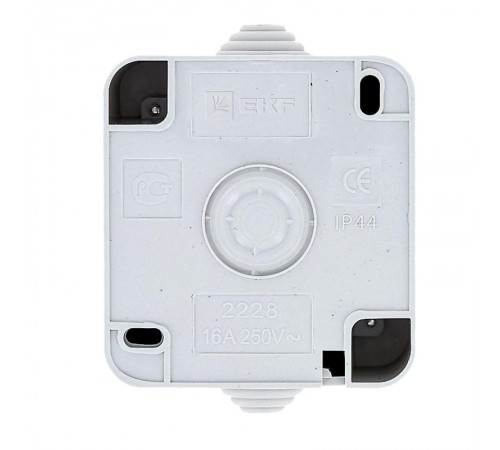 Прага Розетка 1-местная 16А с заземлением IP44 белая EKF  EKR16-028-10-44  EKF