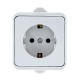 Прага Розетка 1-местная 16А с заземлением IP44 белая EKF  EKR16-028-10-44  EKF