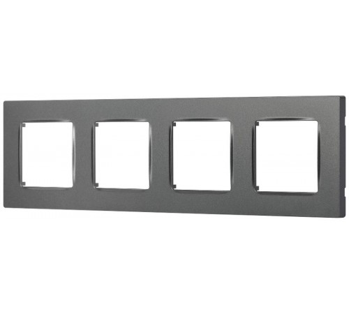 Рамка для розеток и выключателей  Серия 12 12-5204-12 на 4 поста, Классик, графит  Б0067791  ЭРА