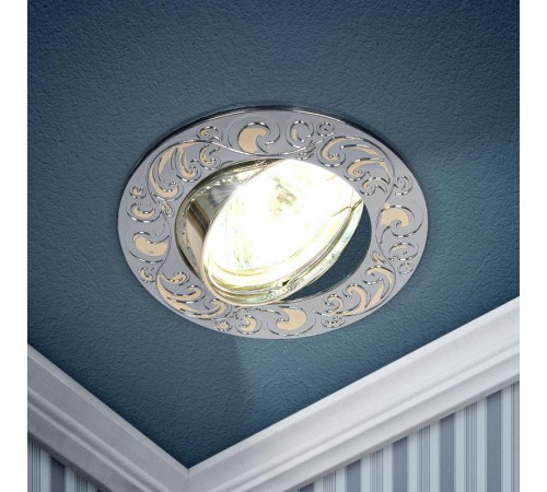 Светильник светодиодный встраиваемый KL26 А CH/G литой пов. "лианы 1" MR1612V/220V 50W хром/золото  C0043720  ЭРА