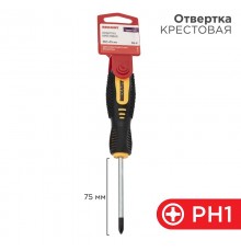 Отвертка крестовая PH 1х75 мм, двухкомпонентная рукоятка  12-6404  REXANT