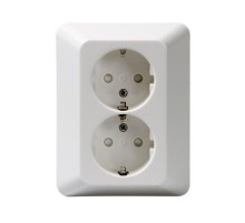 Розетка DoubleSCHUKO в сборе с заземлением, 16А / 250В, винтовые клеммы, серия Jussi, белый  232EUJ   2TKA000761G1  ABB