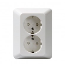 Розетка DoubleSCHUKO в сборе с заземлением, 16А / 250В, винтовые клеммы, серия Jussi, белый  232EUJ   2TKA000761G1  ABB