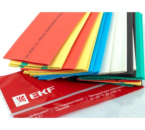 Термоусаживаемая трубка ТУТ нг 40/20 набор:7 цветов по 3шт. 100мм. EKF PROxima  tut-n-40  EKF