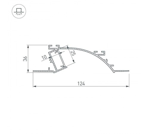 Профиль с экраном ALM-ARC-SINGLE-2000 ANOD+FROST (arlight, Алюминий)  029850  Arlight
