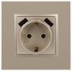 14-4109-04 Розетка без заземления+E 16A-250В, штор. с 2xUSB 5В-3А, Elegance, шампань (10/100/2000)  Б0047870  ЭРА
