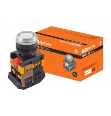 Кнопка ABLFS-22 белый d22мм неон/230В 1з+1р   SQ0704-0012  TDM