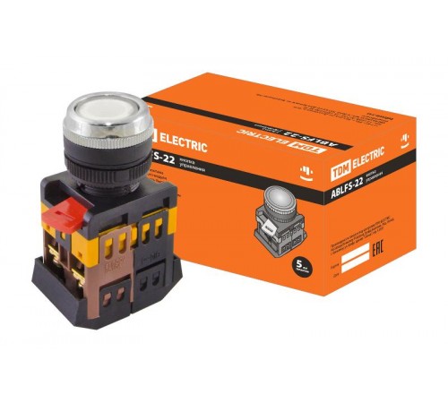 Кнопка ABLFS-22 белый d22мм неон/230В 1з+1р   SQ0704-0012  TDM