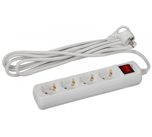 Удлинитель Россия U-4es-5m Удлин-ль с заземл, с выкл, 4гн, 5м, ПВС, 3х1мм2, 16А  Б0028380  ЭРА