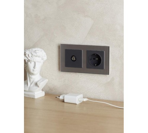 BRITE Рамка 2-ая РУ-2-2-БрСе стекло серый  BR-M22-G-K03  IEK