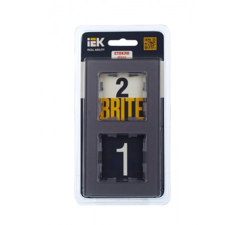 BRITE Рамка 2-ая РУ-2-2-БрСе стекло серый  BR-M22-G-K03  IEK