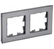 BRITE Рамка 2-ая РУ-2-2-БрСе стекло серый  BR-M22-G-K03  IEK