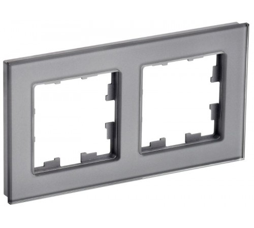 BRITE Рамка 2-ая РУ-2-2-БрСе стекло серый  BR-M22-G-K03  IEK