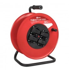 Удлинитель на катушке "Гефест 2.0" 4 гнезда 30м с заземлением и предохранителем ПВС 3*1,5 16А/3,5кВт IP44 PROxima  UKA02-16-R315-4-30-IP44  EKF