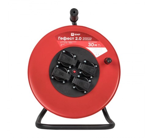 Удлинитель на катушке "Гефест 2.0" 4 гнезда 30м с заземлением и предохранителем ПВС 3*1,5 16А/3,5кВт IP44 PROxima  UKA02-16-R315-4-30-IP44  EKF