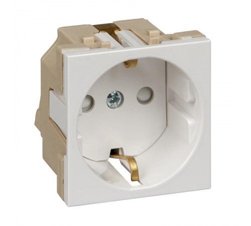 Altira Белый Розетка В45 с заземлением для кабель канала (250В,16А, с защитными шторками) RN16-113-B  SE