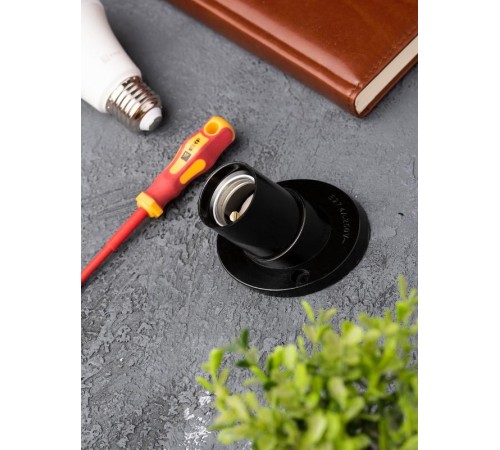 Патрон настенный карболитовый Е27 черный наклонный без наклейки PROxima  LHC-E27-wi  EKF