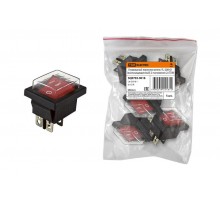 Клавишный переключатель YL-208-01 черный корпус красная клавиша (влагозащищенный) 2 положения 2з  SQ0703-0018  TDM