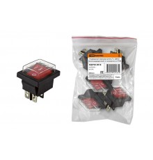 Клавишный переключатель YL-208-01 черный корпус красная клавиша (влагозащищенный) 2 положения 2з  SQ0703-0018  TDM