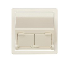 Розетка наклонная для передачи данных со шторками на 2 разъема RJ45 цвета слоновая кость S82  82579-31  Simon