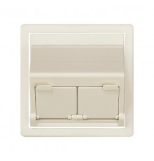 Розетка наклонная для передачи данных со шторками на 2 разъема RJ45 цвета слоновая кость S82  82579-31  Simon