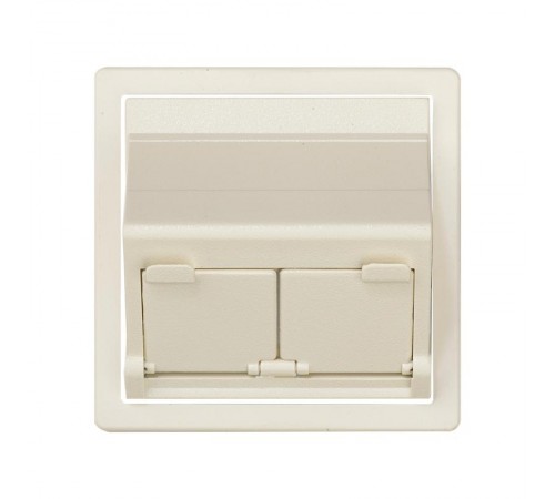 Розетка наклонная для передачи данных со шторками на 2 разъема RJ45 цвета слоновая кость S82  82579-31  Simon