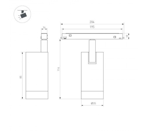 Светильник MAG-ORIENT-SPOT-R35-6W Warm3000 (BK, 24 deg, 48V) (Arlight, IP20 Металл, 3 года)  033621  Arlight