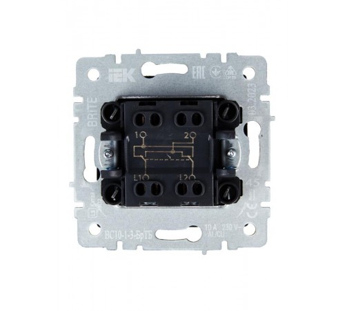 BRITE Выключатель 1-клавишный перекрестный 10А ВС10-1-3-БрТБ темная бронза  BR-V13-0-10-K45  IEK