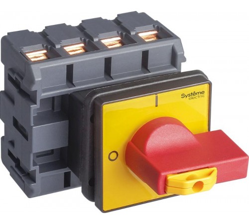 Выключатель-Разъединитель 4P 80A IP20 с красной рукояткой на дверцу 4 винта 1 замок  MSD80460R  SE