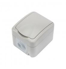 Розетка одноместная Mini OG IP54, с заземлением, о/у, серая  KR-78-0817  Kranz