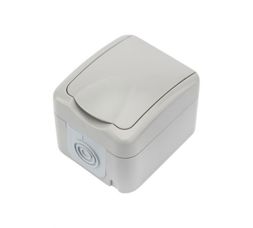 Розетка одноместная Mini OG IP54, с заземлением, о/у, серая  KR-78-0817  Kranz