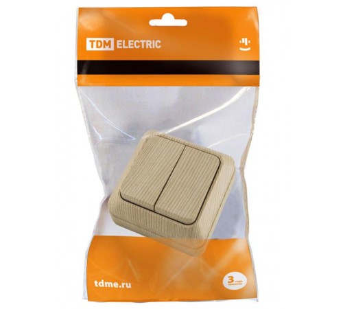 Выключатель 2-кл. открытой установки IP20 10А, сосна "Ладога"   SQ1801-0044  TDM