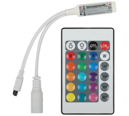 Контроллер  мини для светодиодной ленты с ИК пультом RGBController-12/24V-72/144W-IP20-IR   Б0061110  ЭРА