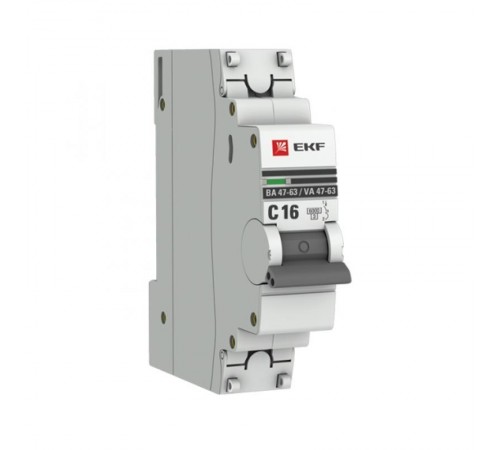 Выключатель автоматический однополюсный ВА 47-63 16А C 6кА PROxima  mcb4763-6-1-16C-pro  EKF (замена - M636116C)