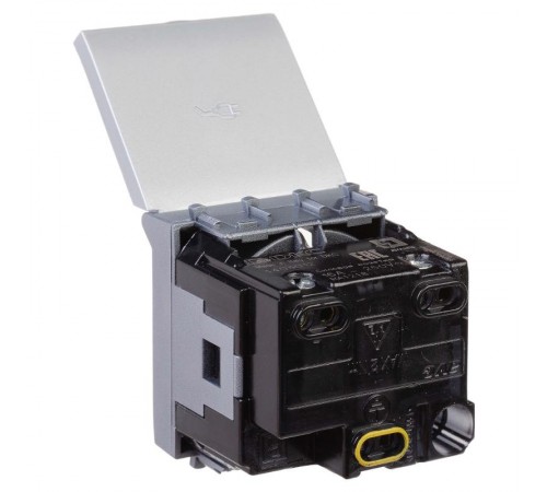 Розетка с крышкой модульная, 2P+E, с з/ш, "Avanti", "Закаленная сталь",2 модуля  4404012  DKC