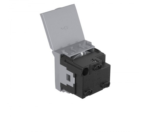 Розетка с крышкой модульная, 2P+E, с з/ш, "Avanti", "Закаленная сталь",2 модуля  4404012  DKC