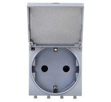 Розетка с крышкой модульная, 2P+E, с з/ш, "Avanti", "Закаленная сталь",2 модуля  4404012  DKC