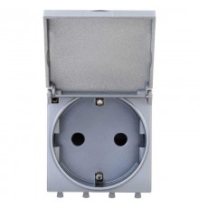 Розетка с крышкой модульная, 2P+E, с з/ш, "Avanti", "Закаленная сталь",2 модуля  4404012  DKC